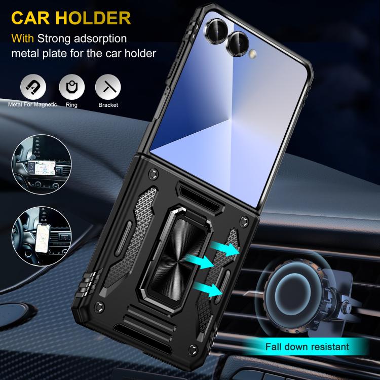 Funda protectora de PC y TPU para Samsung Galaxy Z Flip7 5G (negro)