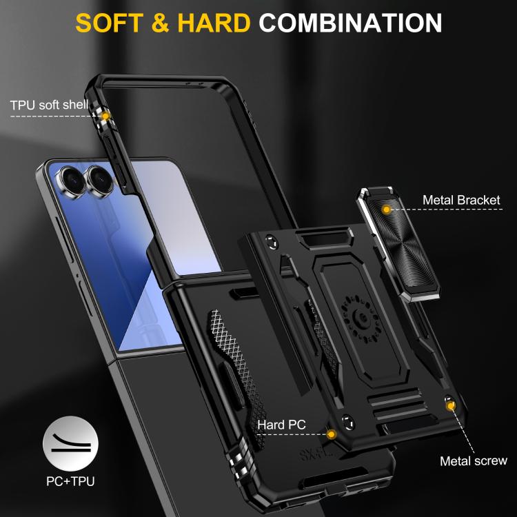 Funda protectora de PC y TPU para Samsung Galaxy Z Flip7 5G (negro)
