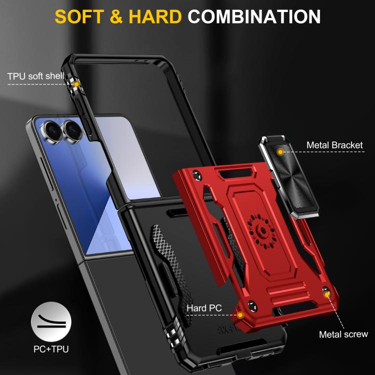 Funda protectora de PC y TPU para Samsung Galaxy Z Flip7 5G (roja)