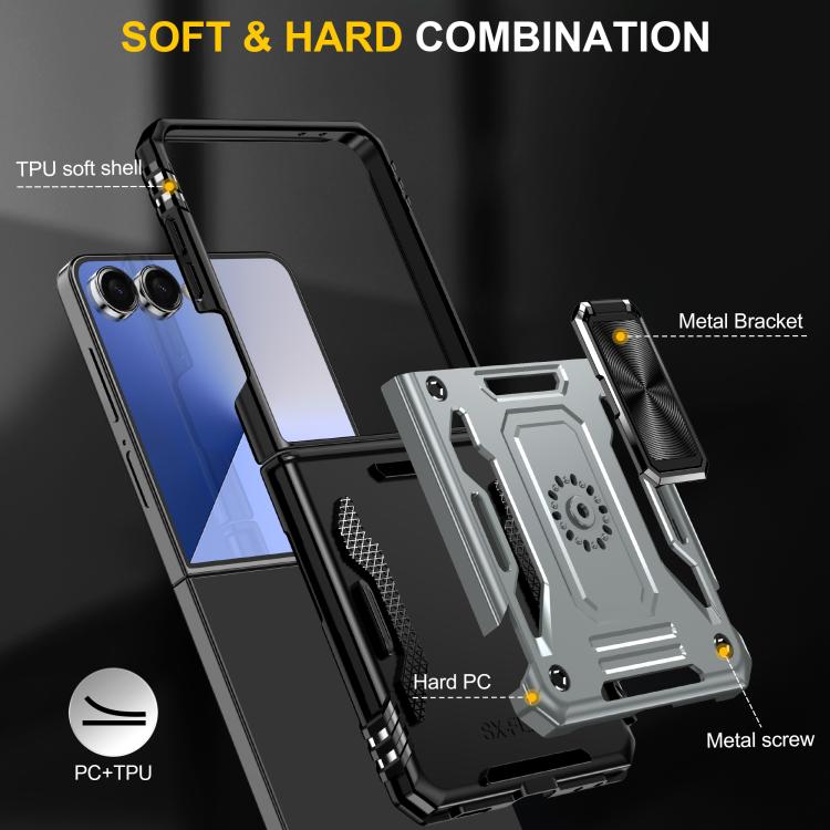 Funda protectora de PC y TPU para Samsung Galaxy Z Flip7 5G (gris)