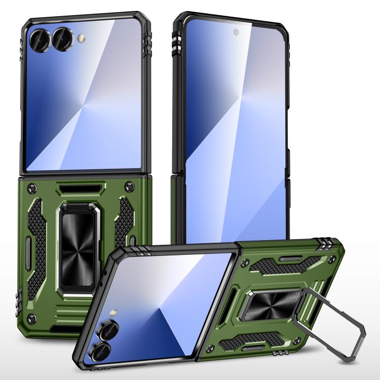 Funda protectora de PC y TPU para Samsung Galaxy Z Flip7 5G (verde oliva)