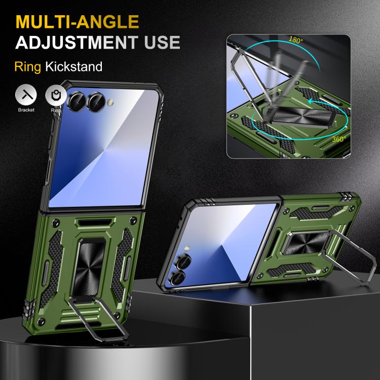 Funda protectora de PC y TPU para Samsung Galaxy Z Flip7 5G (verde oliva)