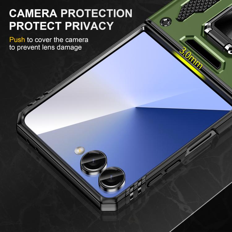 Funda protectora de PC y TPU para Samsung Galaxy Z Flip7 5G (verde oliva)
