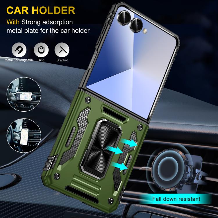 Funda protectora de PC y TPU para Samsung Galaxy Z Flip7 5G (verde oliva)