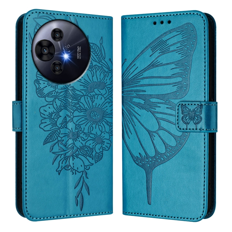 Funda de Cuero Nxtpaper con Relieve de Mariposa para TCL 50 Pro (Azul)