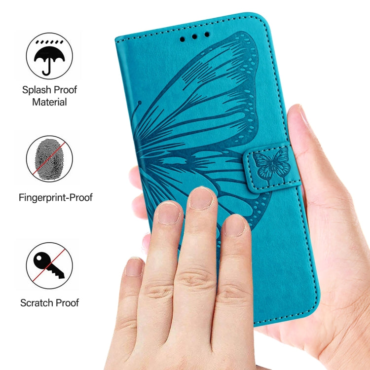 Funda de Cuero Nxtpaper con Relieve de Mariposa para TCL 50 Pro (Azul)