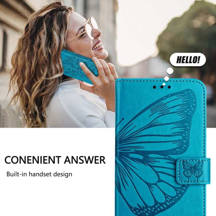 Funda de Cuero Nxtpaper con Relieve de Mariposa para TCL 50 Pro (Azul)