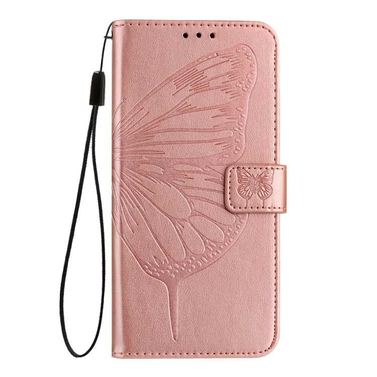 Funda de Cuero para Sony Xperia 10 Iv con Diseño de Mariposa En Relieve (Oro Rosa)
