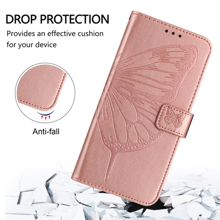 Funda de Cuero para Sony Xperia 10 Iv con Diseño de Mariposa En Relieve (Oro Rosa)
