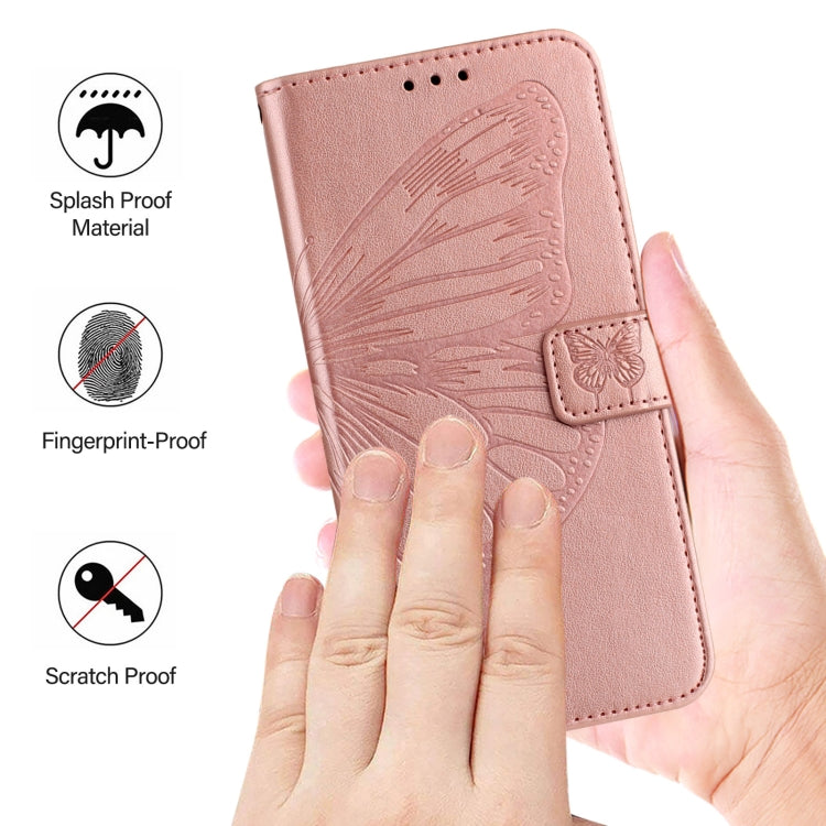 Funda de Cuero para Sony Xperia 10 Iv con Diseño de Mariposa En Relieve (Oro Rosa)