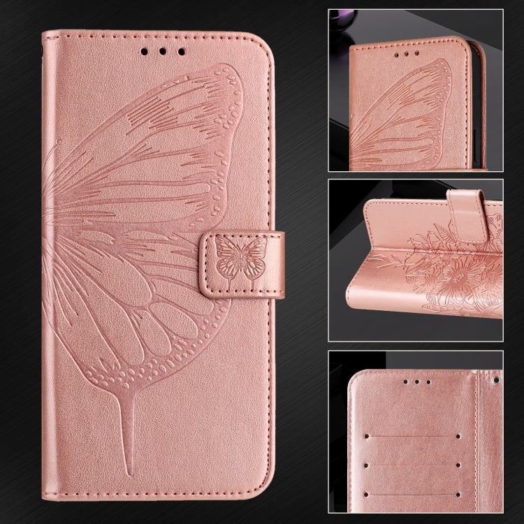 Funda de Cuero para Sony Xperia 10 Iv con Diseño de Mariposa En Relieve (Oro Rosa)