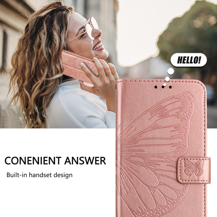 Funda de Cuero para Sony Xperia 10 Iv con Diseño de Mariposa En Relieve (Oro Rosa)