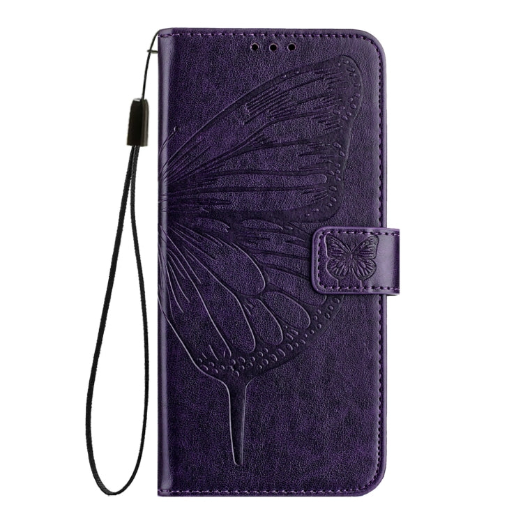 Funda de Cuero para Sony Xperia 10 Iv con Diseño de Mariposa en Relieve (Morado Oscuro)