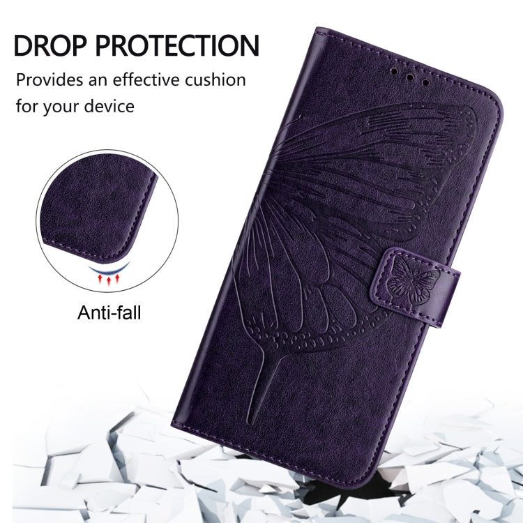 Funda de Cuero para Sony Xperia 10 Iv con Diseño de Mariposa en Relieve (Morado Oscuro)