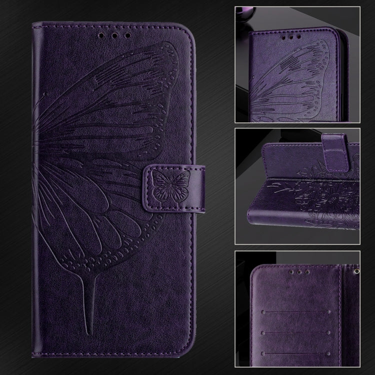 Funda de Cuero para Sony Xperia 10 Iv con Diseño de Mariposa en Relieve (Morado Oscuro)