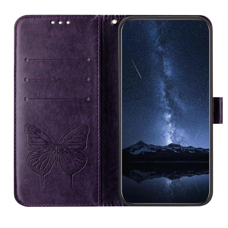 Funda de Cuero con Diseño de Mariposa En Relieve para Infinix Hot 9/9 Pro (Morado Oscuro)