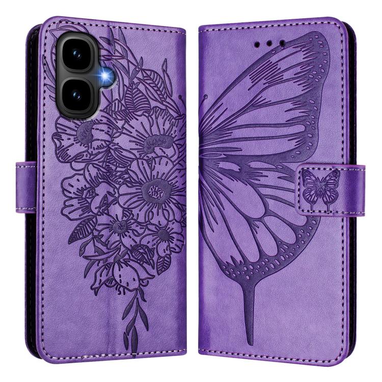 Funda de cuero con diseño de mariposa en relieve para Infinix Smart 10 4G / Tecno Pop 10 (morado claro)