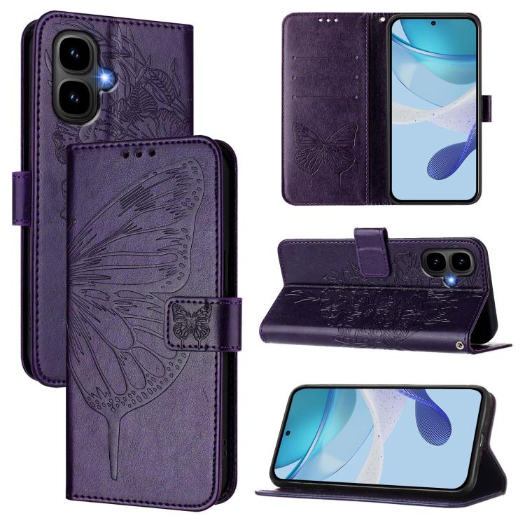 Funda de piel con diseño de mariposa en relieve para Infinix Smart 10 4G / Tecno Pop 10 (morado oscuro)