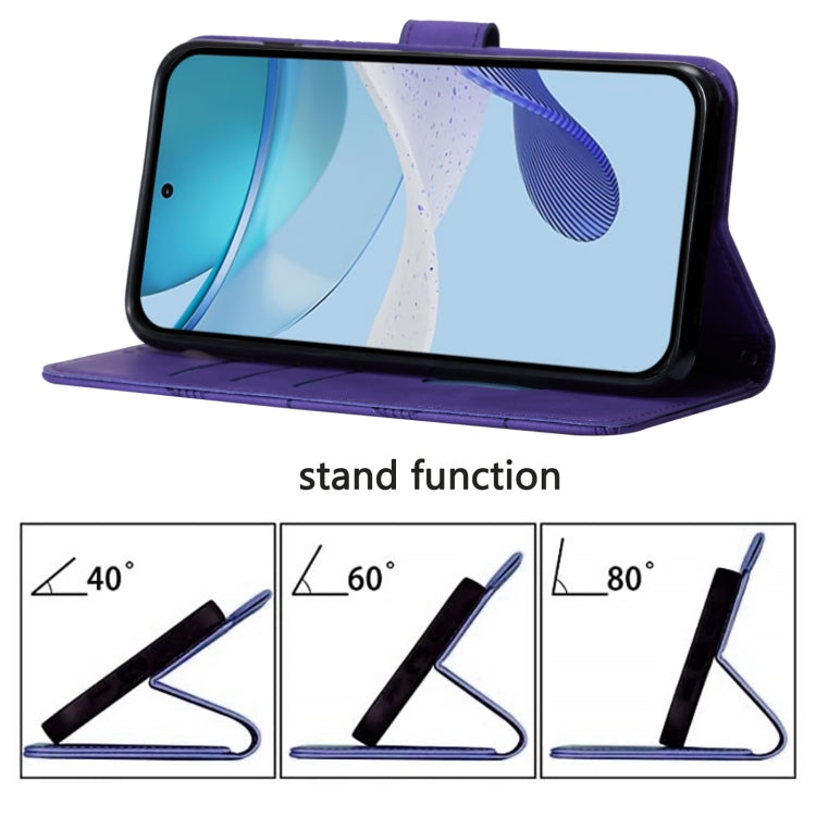 Funda de Cuero para Sharp Aquos R9 Pro/Sh-54E con Tapa y Relieve 3D (Morado)