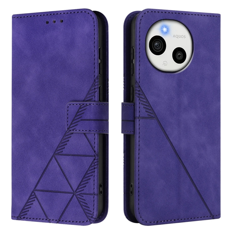 Funda de Cuero para Sharp Aquos Sense9 con Tapa y Relieve 3D (Morado)