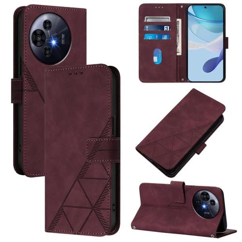 Funda de Cuero Nxtpaper con Tapa y Relieve 3D para TCL 50 Pro (Rojo Vino)