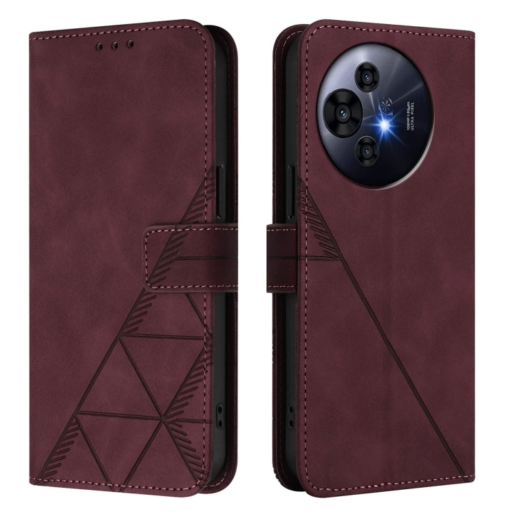 Funda de Cuero Nxtpaper con Tapa y Relieve 3D para TCL 50 Pro (Rojo Vino)