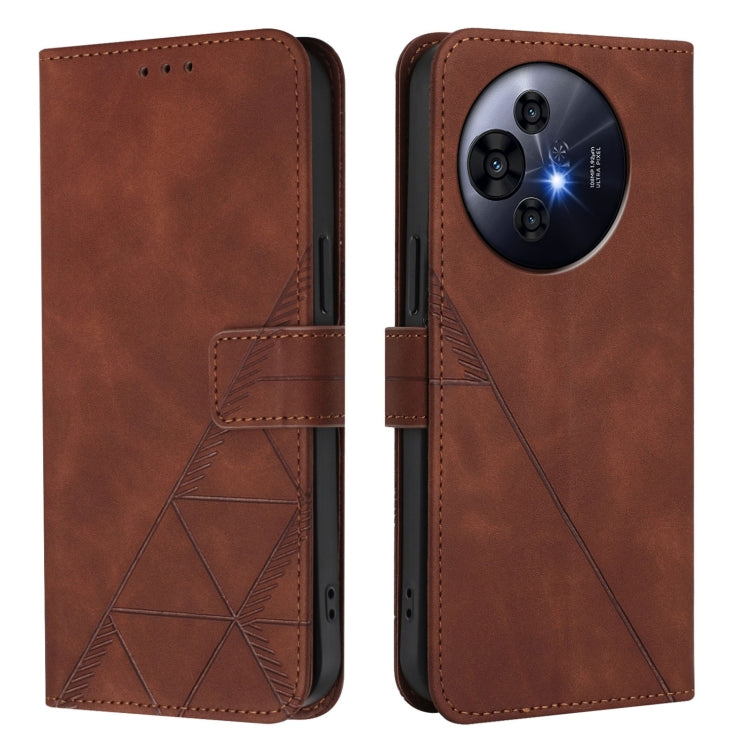 Funda de Cuero con Tapa y Relieve 3D Nxtpaper para Teléfono TCL 50 Pro (Marrón)