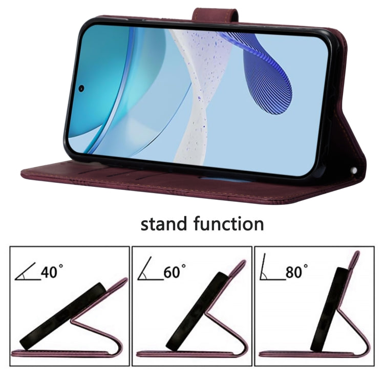 Funda de Cuero con Tapa y Relieve 3D Nxtpaper para Teléfono TCL 50 Pro (Marrón)