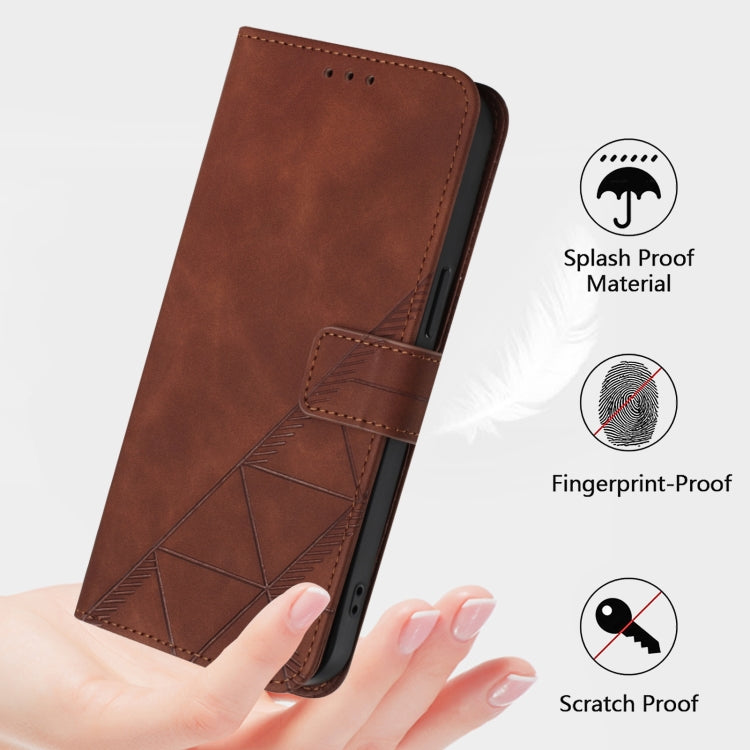 Funda de Cuero con Tapa y Relieve 3D Nxtpaper para Teléfono TCL 50 Pro (Marrón)