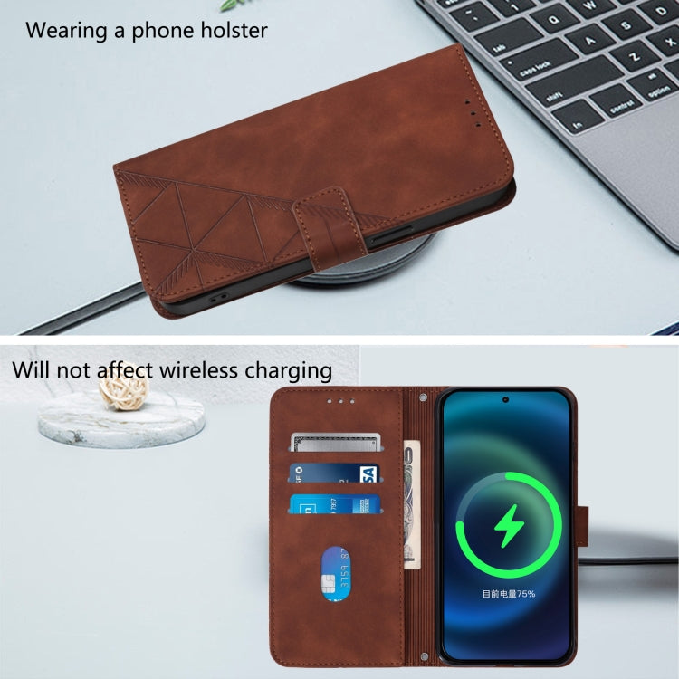 Funda de Cuero con Tapa y Relieve 3D Nxtpaper para Teléfono TCL 50 Pro (Marrón)