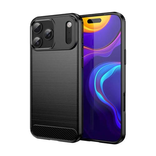 Funda de TPU de fibra de carbono con textura cepillada para iPhone 17 Pro Max (negra)