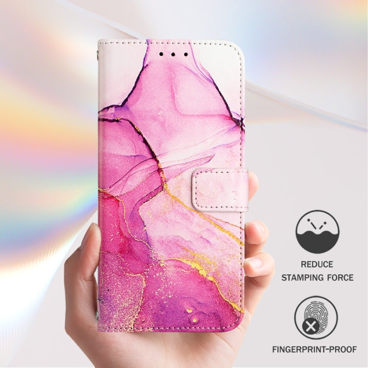 Funda de Cuero con Tapa para TCL 50 Pro Nxtpaper Pt003 con Diseño Mármol (Rosa, Morado y Dorado)