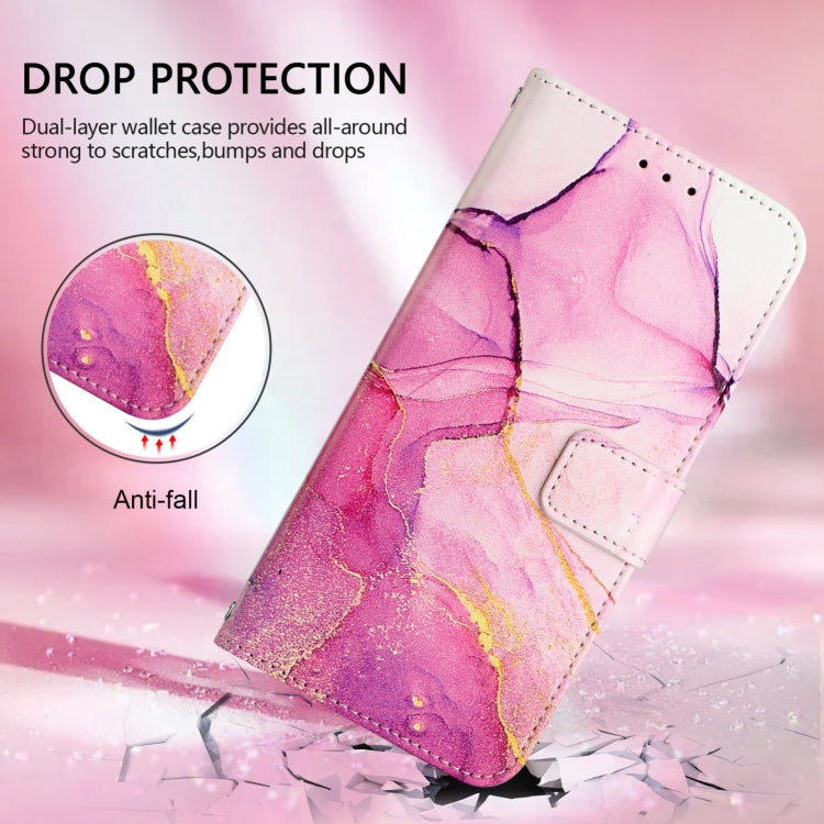 Funda de Cuero con Tapa para TCL 50 Pro Nxtpaper Pt003 con Diseño Mármol (Rosa, Morado y Dorado)