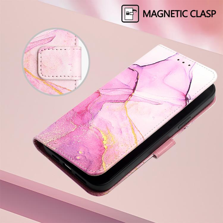 Funda de cuero con tapa y diseño de mármol para TCL 605/6SE PT003 (rosa, morado y dorado)