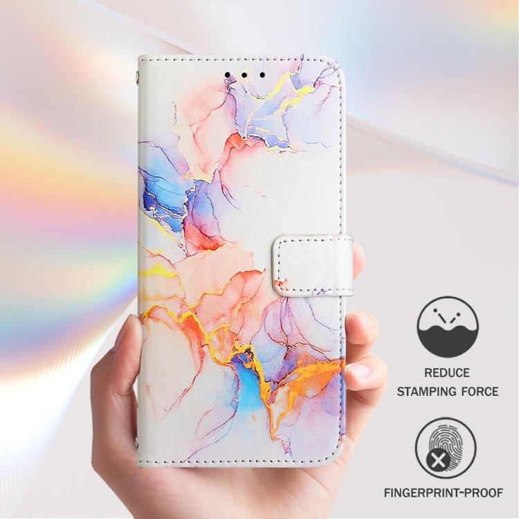 Funda de cuero con tapa y diseño de mármol para TCL 605/6SE PT003 (Galaxy Marble White)