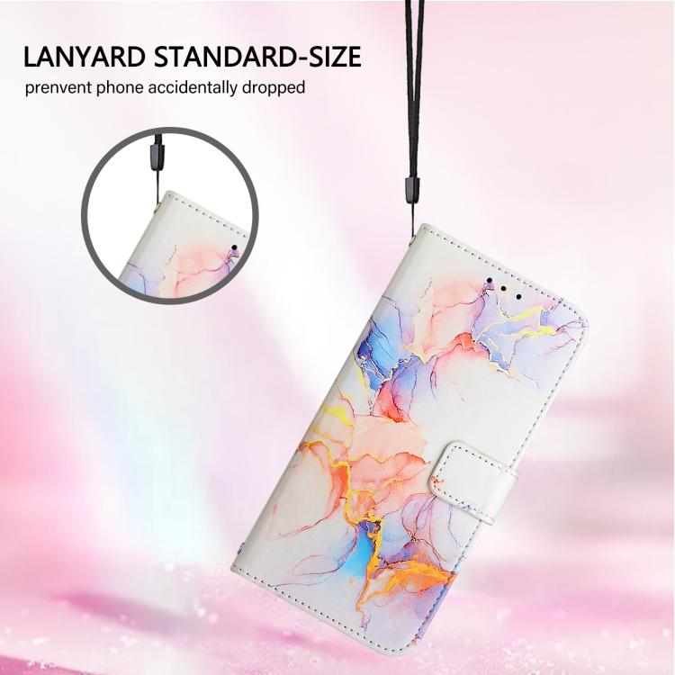 Funda de cuero con tapa y diseño de mármol para TCL 605/6SE PT003 (Galaxy Marble White)