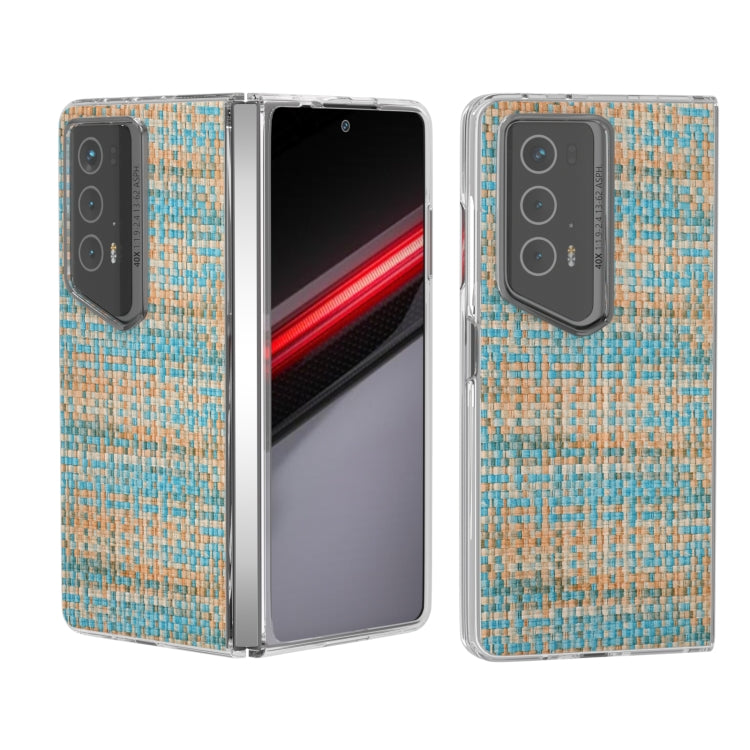 Caja de teléfono para Honor Magic V2 Rsr Porsche Design con marco transparente y textura rómbica colorida (Azul)