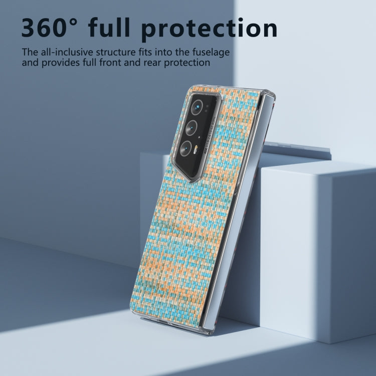 Caja de teléfono para Honor Magic V2 Rsr Porsche Design con marco transparente y textura rómbica colorida (Azul)
