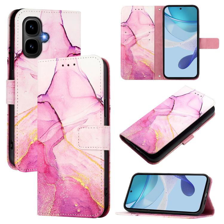 Funda de cuero con tapa y diseño de mármol para Infinix Smart 10 / Tecno Pop 10 PT003 (rosa, morado y dorado)