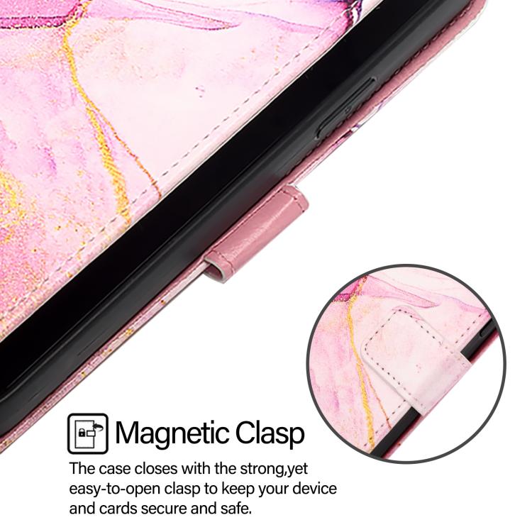 Funda de cuero con tapa y diseño de mármol para Infinix Smart 10 / Tecno Pop 10 PT003 (rosa, morado y dorado)