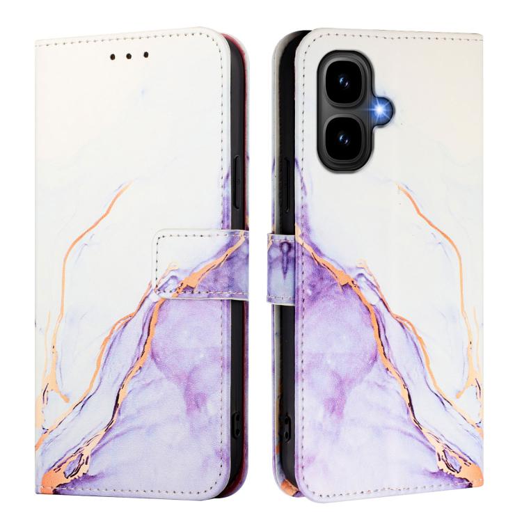 Funda de cuero con tapa y diseño de mármol PT003 para Infinix Smart 10 / Tecno Pop 10 (blanco y morado)