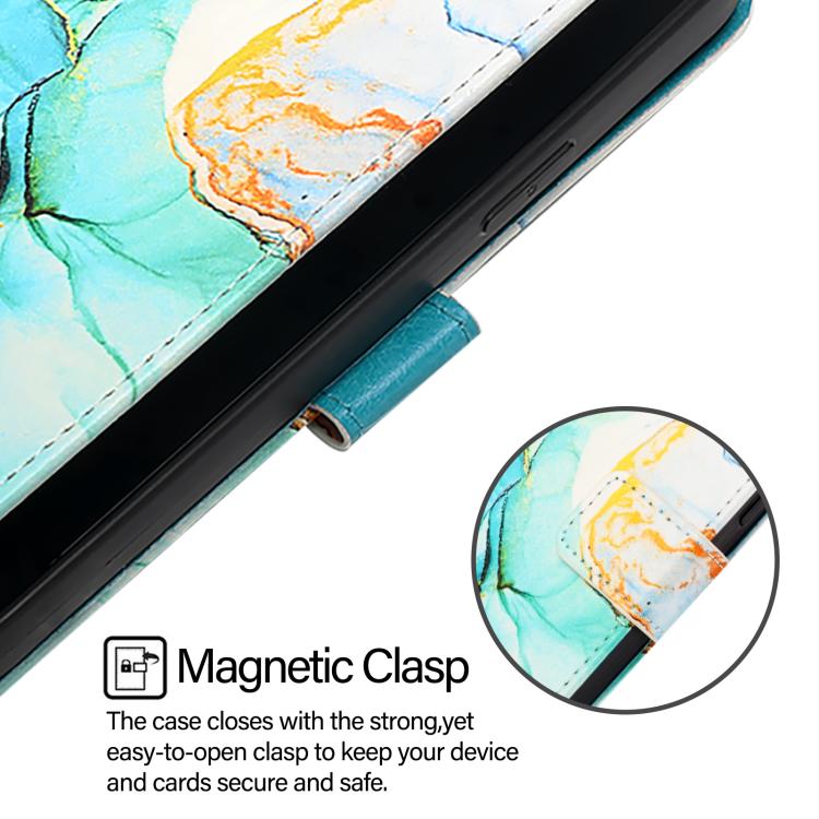 Funda de cuero con tapa y diseño de mármol PT003 para Infinix Smart 10 / Tecno Pop 10 (verde)