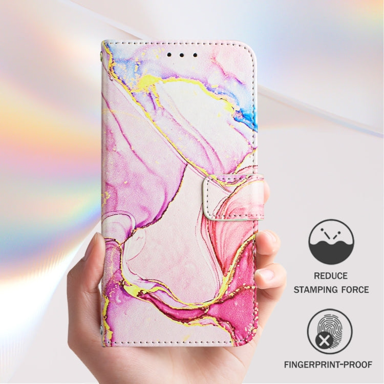 Funda de Cuero con Tapa para Sharp Aquos Sense9 Plus Pt003 Diseño Mármol (Oro Rosa)