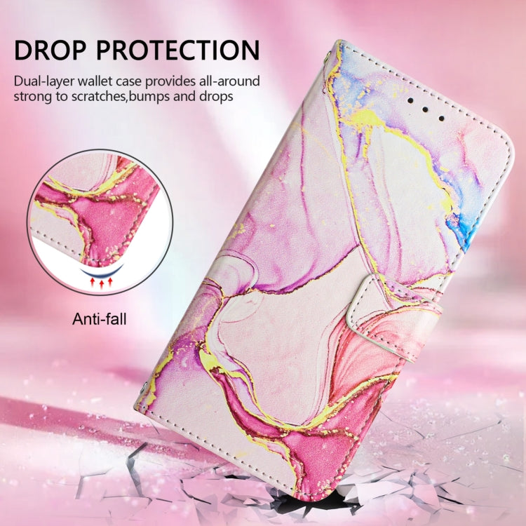 Funda de Cuero con Tapa para Sharp Aquos Sense9 Plus Pt003 Diseño Mármol (Oro Rosa)