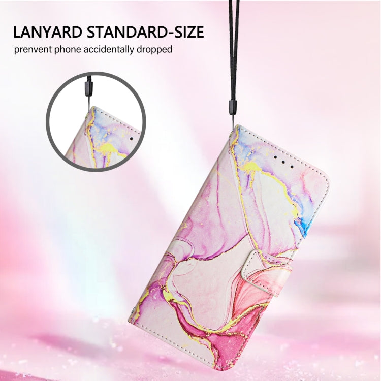 Funda de Cuero con Tapa para Sharp Aquos Sense9 Pt003 con Diseño Mármol (Oro Rosa)