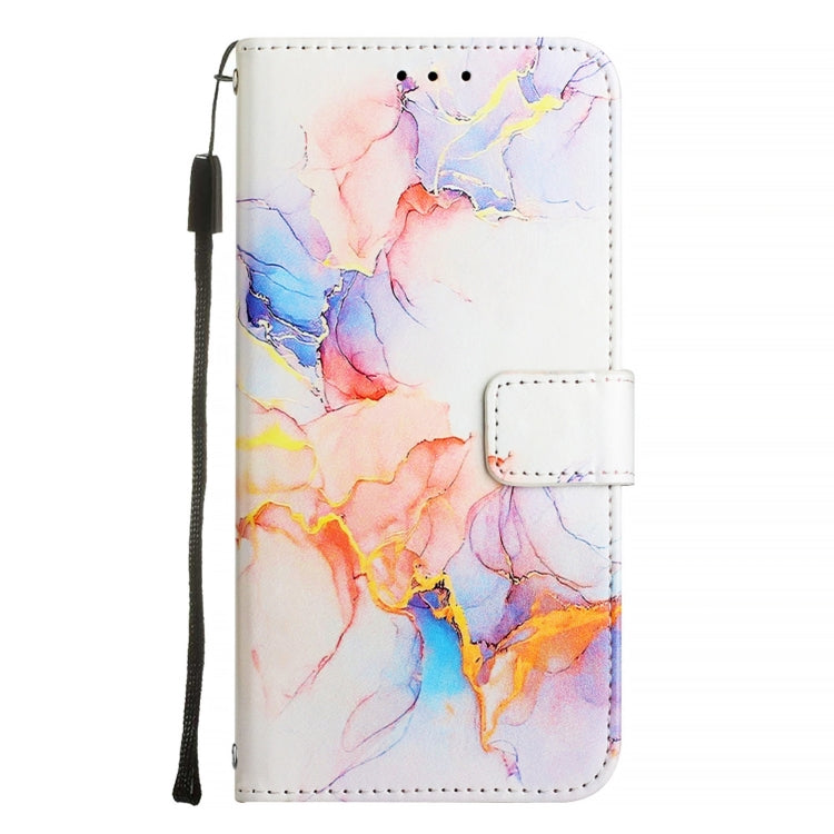 Funda de Cuero con Tapa para Sharp Aquos R9 Pro Sh-54E con Patrón Mármol (Blanco)