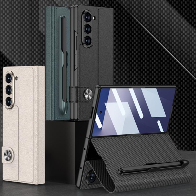 Funda de cuero con tapa integrada GKK para Samsung Galaxy Z Fold7 5G con ranura para lápiz (no incluye lápiz óptico) (gris)