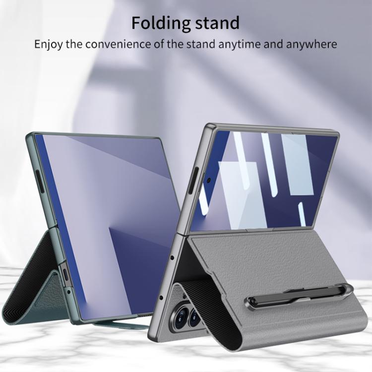 Funda de cuero con tapa integrada GKK para Samsung Galaxy Z Fold7 5G con ranura para lápiz (no incluye lápiz óptico) (negro)