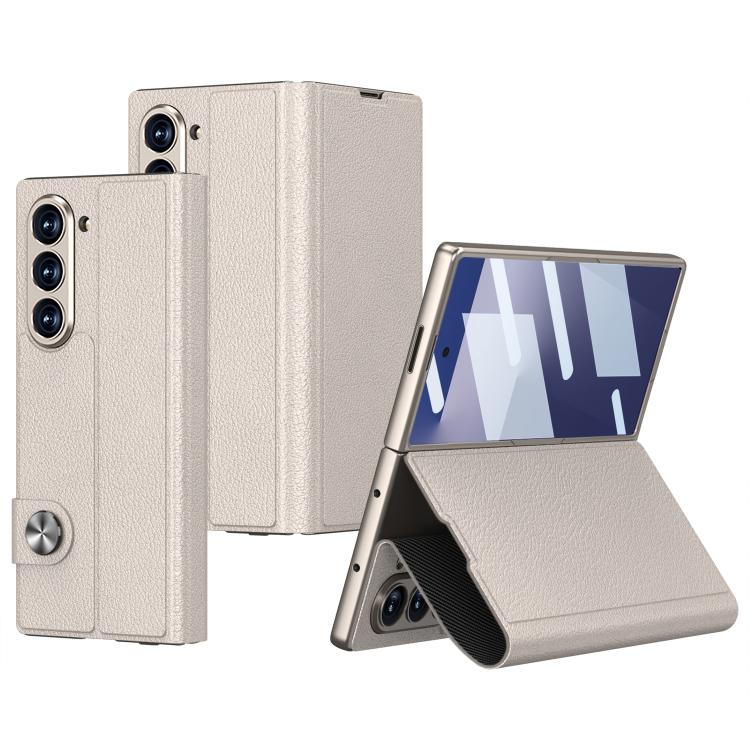 Funda de cuero con tapa integrada GKK para Samsung Galaxy Z Fold7 5G (gris titanio)