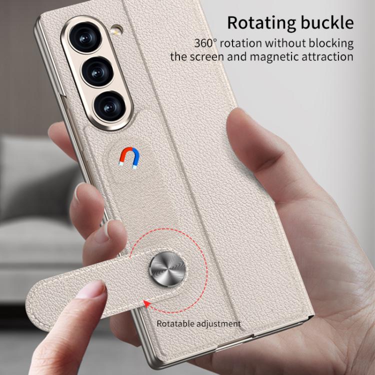 Funda de cuero con tapa integrada GKK para Samsung Galaxy Z Fold7 5G (textura de fibra de carbono)